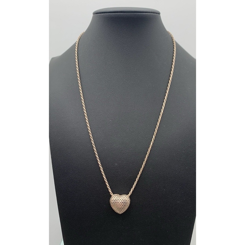 Sterling Silver‎ 3D Puffy Hollow Heart Pendant 18" Chain Necklace Both 925